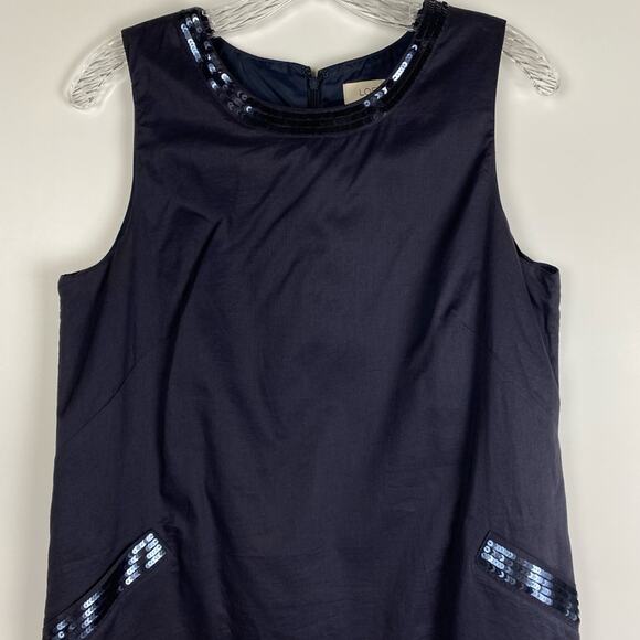 LOFT Shift Dress Sequin Navy Sequin Women’s Size 8 - Picture 4 of 12